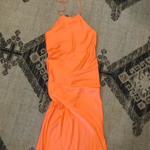 NWT ASOS neon Orange long halter dress